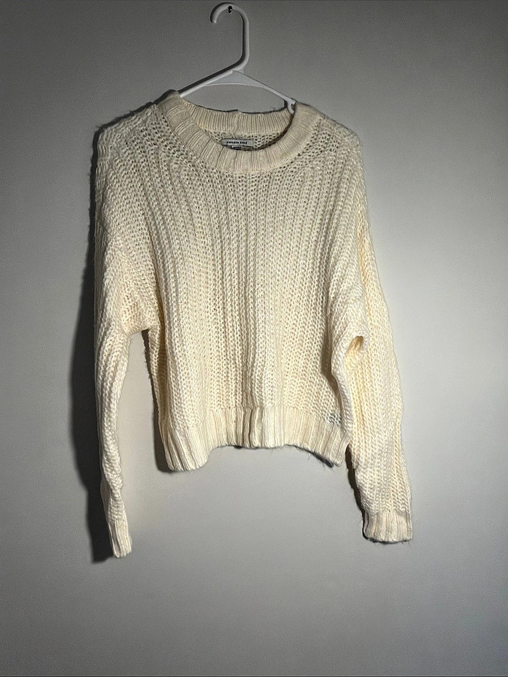 American Eagle Cream Knit Sweater Size XS